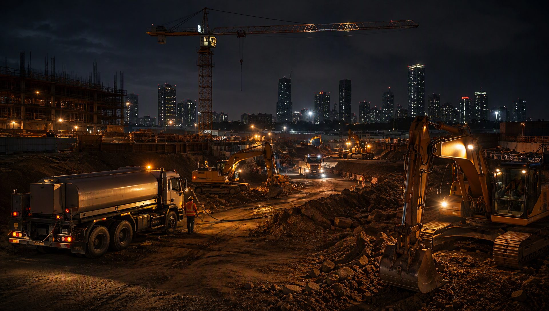 Construction Site Refuelling — Day or Night — DieselInBulk